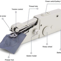 Handy Stitch Sewing Machines for Home Tailoring use, AC/DC Electric Mini Portable Cordless Stitching Machine Handheld Manual Machine (White, Stapler)